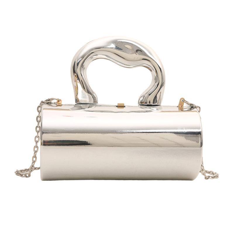 This Year's Popular Bag Women's 2025 New European and American Fashion Glossy Shoulder Bag Ins Acrylic Portable Cylinder Bag