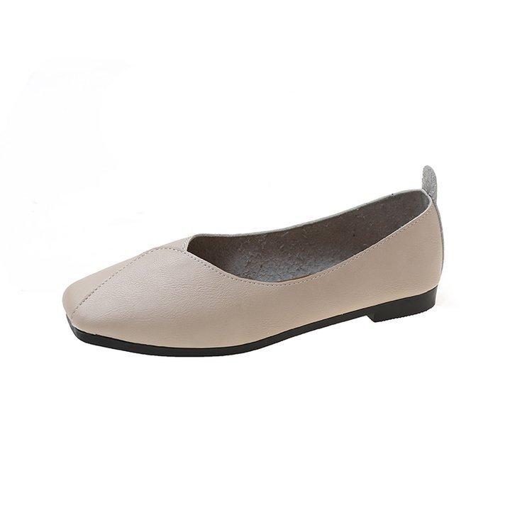 Women's Lightweight Casual Flats Square Toe Shoes Business Work Loafer Faux Leather Flats Slip On Low Heel Dressy Loafers Women Walking Driving Shoes