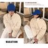 Women's Winter Jacket Corduroy Puffer Short Down Jacket Warm Quilted Cotton Coat Stand Collar Outerwear for
