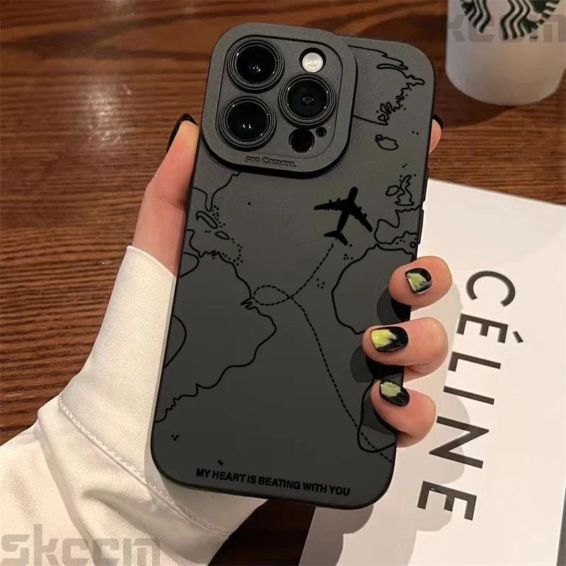 Вдохновленный путешествиями дизайн маршрута самолета Чехол для телефона для iPhone 16 15 14 13 12 11 Pro Max Mini 7 8 Plus X XR XS Мягкий силиконовый чехол