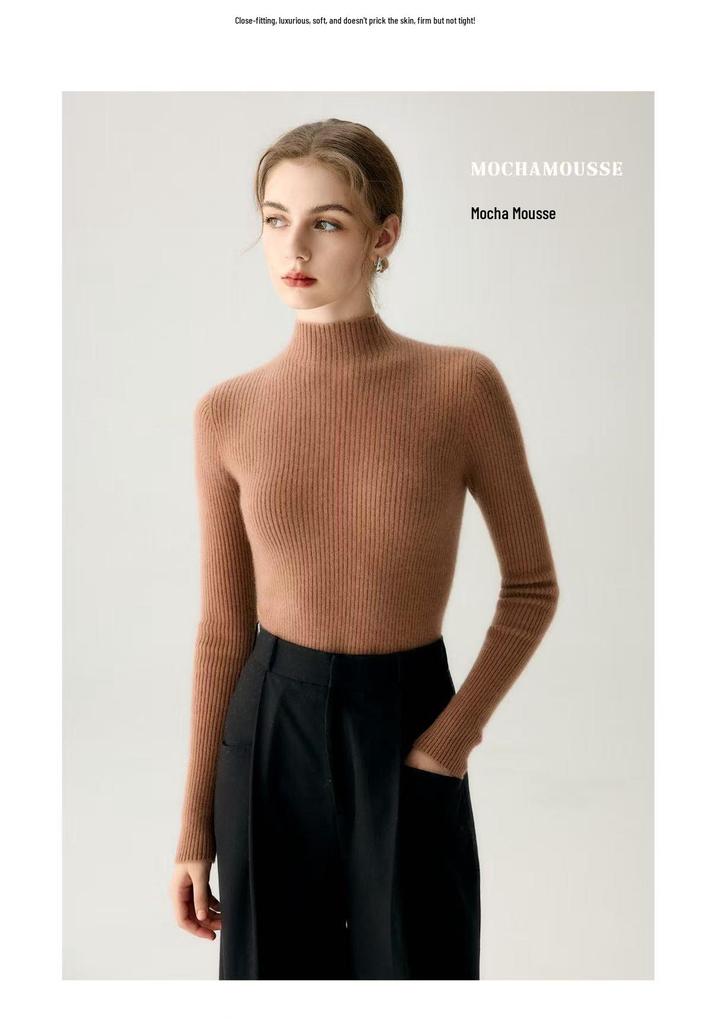 Women's Slim-Fit Pure Cashmere Knit Base Layer Sweater
