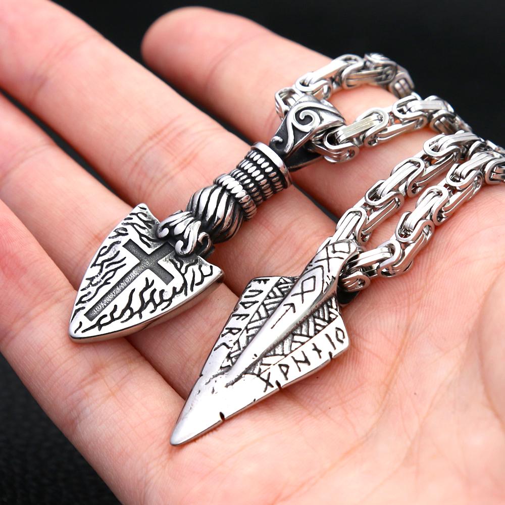 Nordic Viking Stainless Steel Spearhead Pendant For Men Women Vintage Vikings Rune Necklace Fashion Amulet Jewelry Gifts