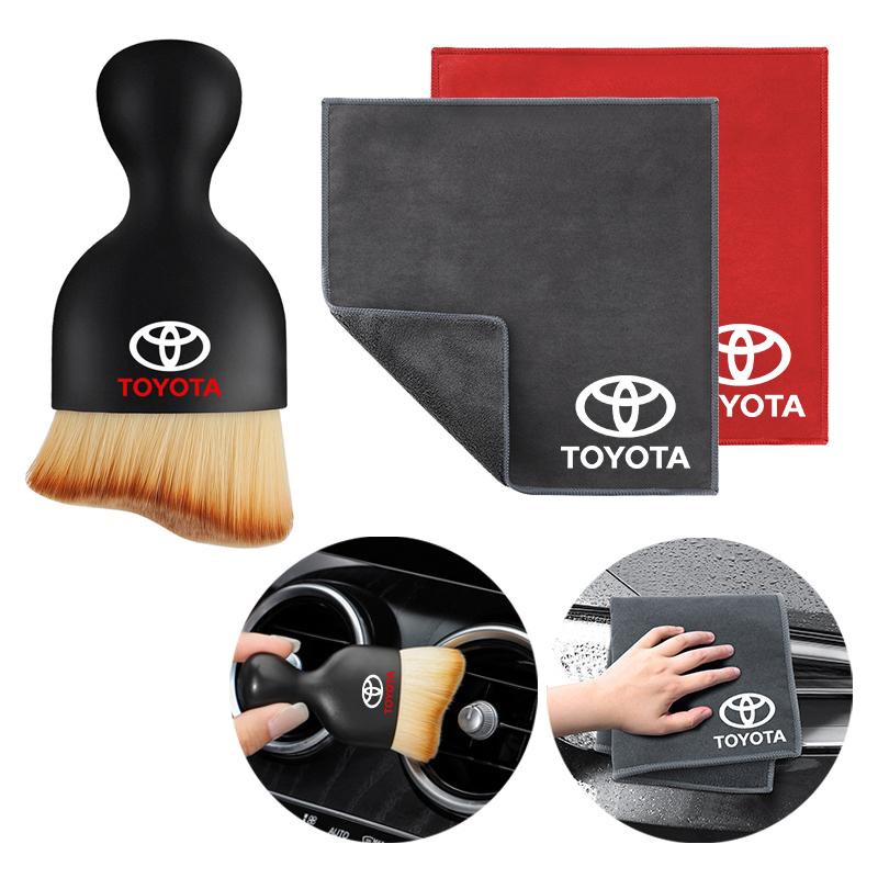 BBcu3 Car exterior annual inspection sticker Double-Faced Car Towel Cleaning Drying Cloth with Car brush For Toyota Corolla Camry Rav4