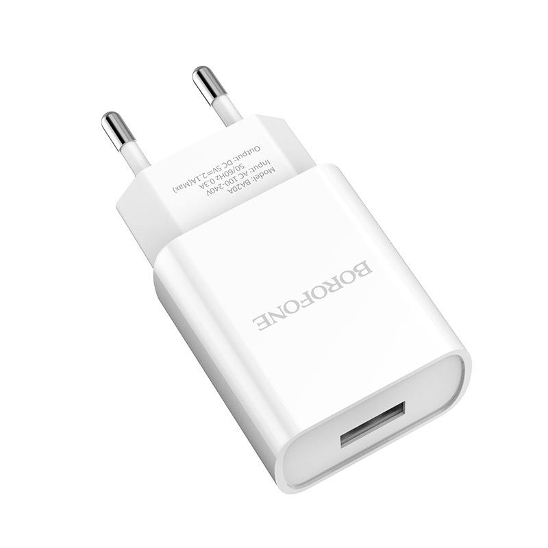 Зарядное устройство BOROFONE BA20A - Однопортовое, Стандарт ЕС, Идеально для телефонов Apple, Универсальная горячая новинка, Зарядная головка.