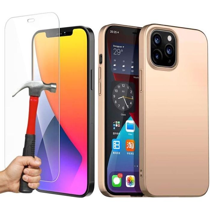 Чехол для iPhone 12 Pro - E.F.CONNECTION - Золотой - Гибкий Силикон - 2 Закаленных Стекла - Защита Экрана