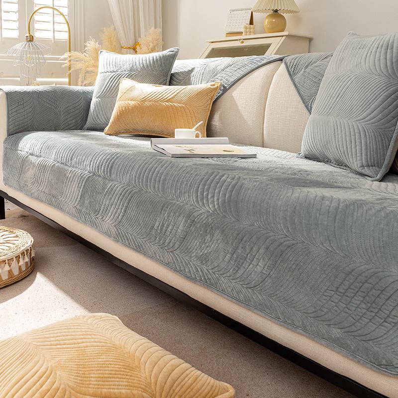 Коврик для дивана в скандинавском стиле, универсальный простой зимний противоскользящий коврик для дивана на четыре сезона, шарф на спинку, зимний плюшевый чехол для дивана, ткань