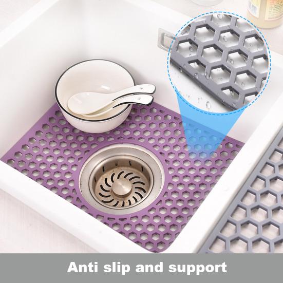 Silicone Sink Mat with Center Drain Heat-Resistant Flexible Non-Slip Design Easy To Clean
