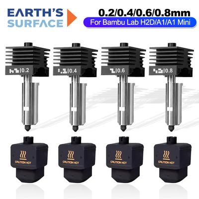 Высококачественный хотенд стандартного потока для Bambu Lab H2D 0,2/0,4/0,6/0,8 мм сопло из закаленной стали Замена хотенда для Bambu H2D A1 Mini