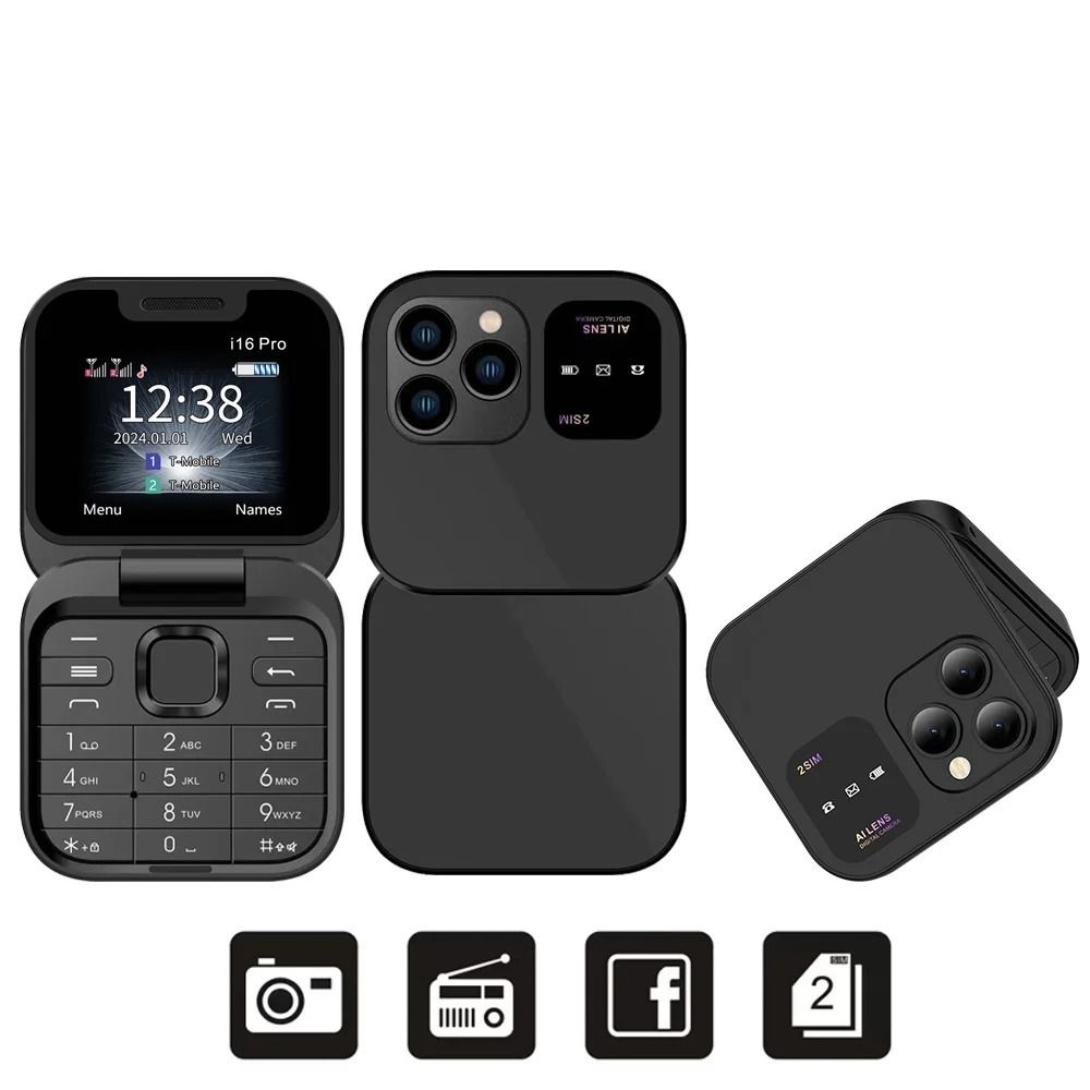 I16Pro Мини-раскладной мобильный телефон 2SIM-карты Женский раскладной мобильный телефон Маленький раскладной мобильный телефон