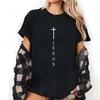 Simple Cross Jesus Pattern T-shirt Summer Casual Graphic T-shirt Women Men's Short-sleeved Round Neck Casual Breathable T-shirt