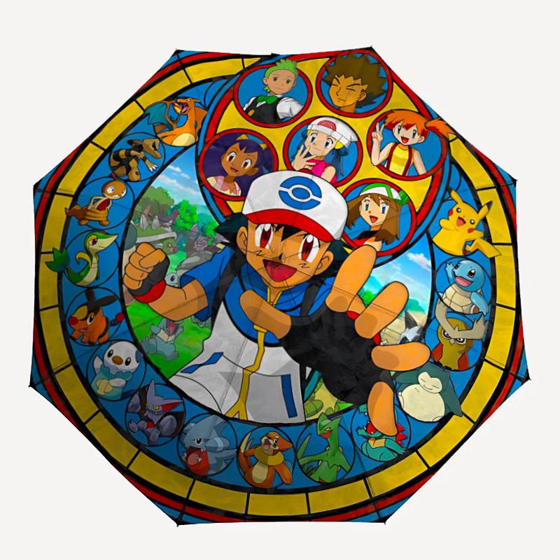 1pc Pokemon Characters Automatic Umbrella Durable Iron Frame & Plastic Handle, Gift for Men & Women, Sturdy Construction, Best for Christmas, Hellowee
