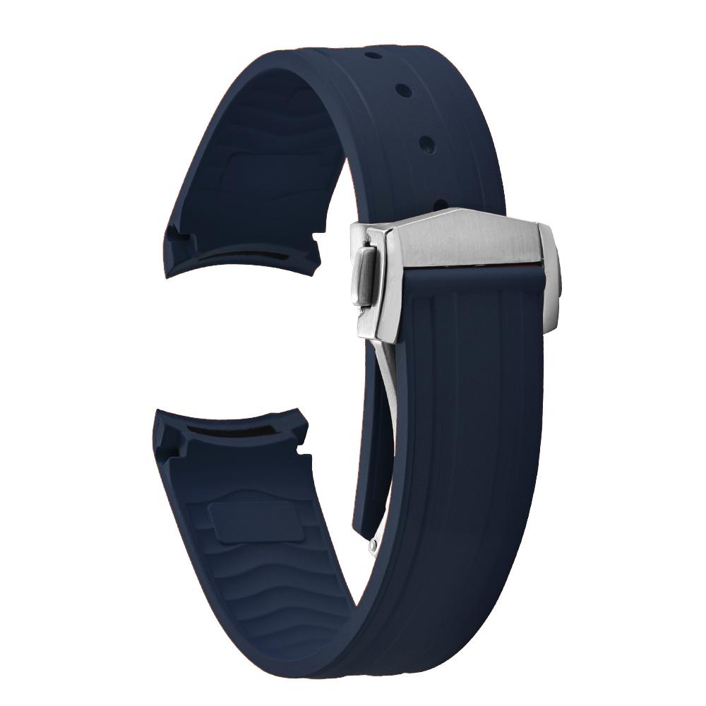 20 мм Новый Мягкий Фторкаучук FKM Изогнутый Конец Для Ремешка Omega Для Seamaster 300 Дайвинг-Ремень Запасной Браслет Часов С Складной Пряжкой