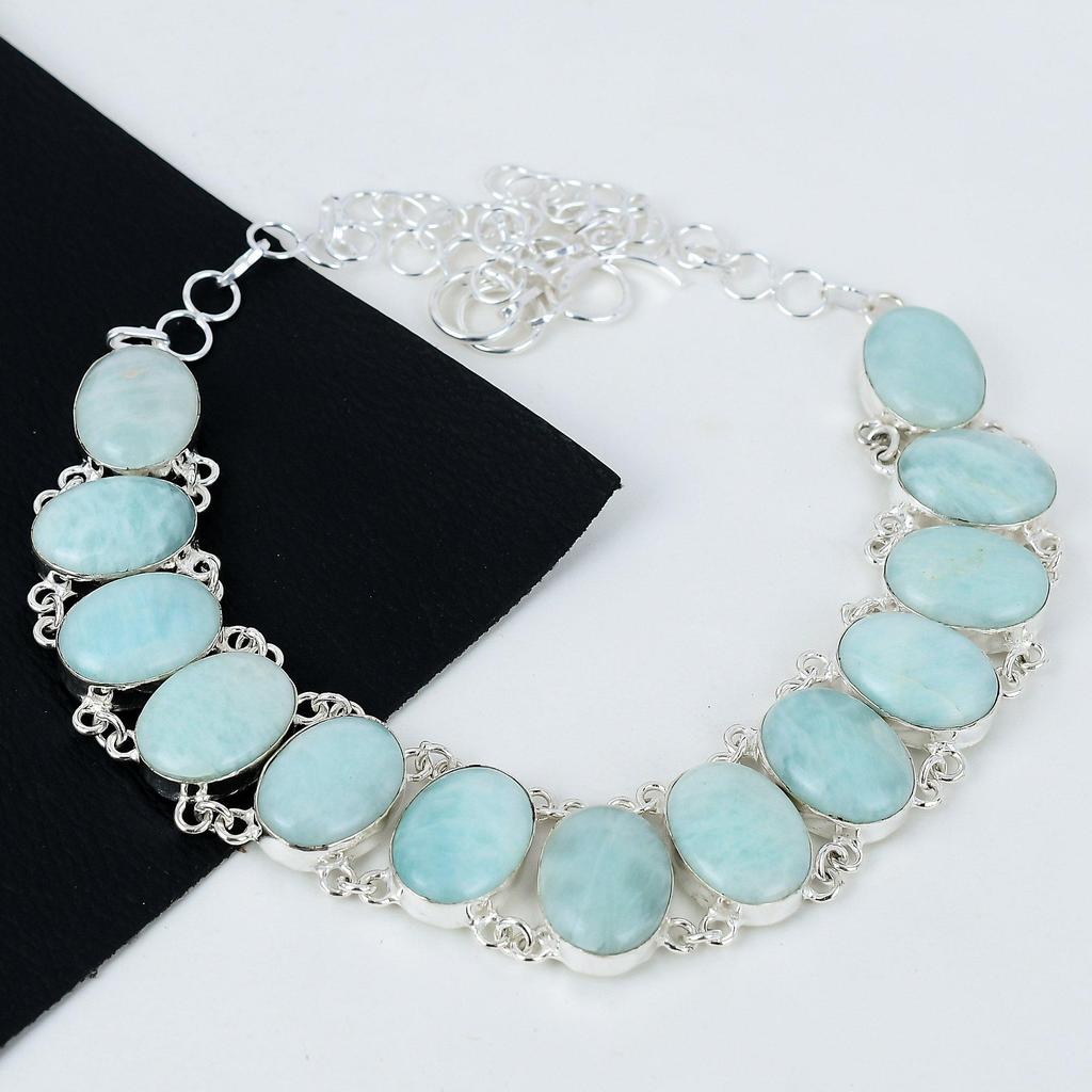 Натуральный амазонит драгоценный камень ручной работы из стерлингового серебра 925 пробы гальванопластика ожерелье, амазонит серебро для жены унисекс кулон подарок для мамы