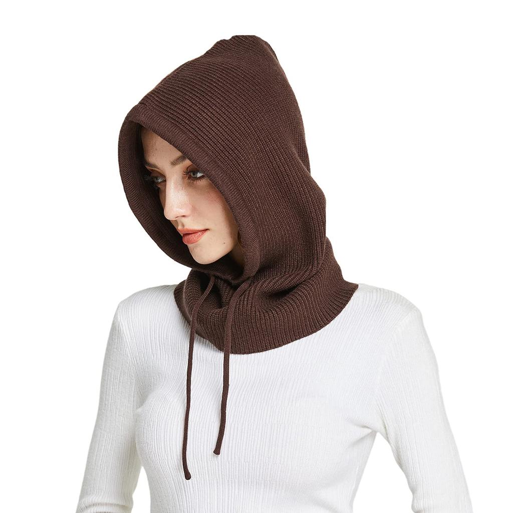Вязаные шерстяные балаклавы Skullies для женщин и мужчин, зимние шерстяные шарфы с капюшоном и завязками, шапки для защиты шеи и лица, шапочки для пар