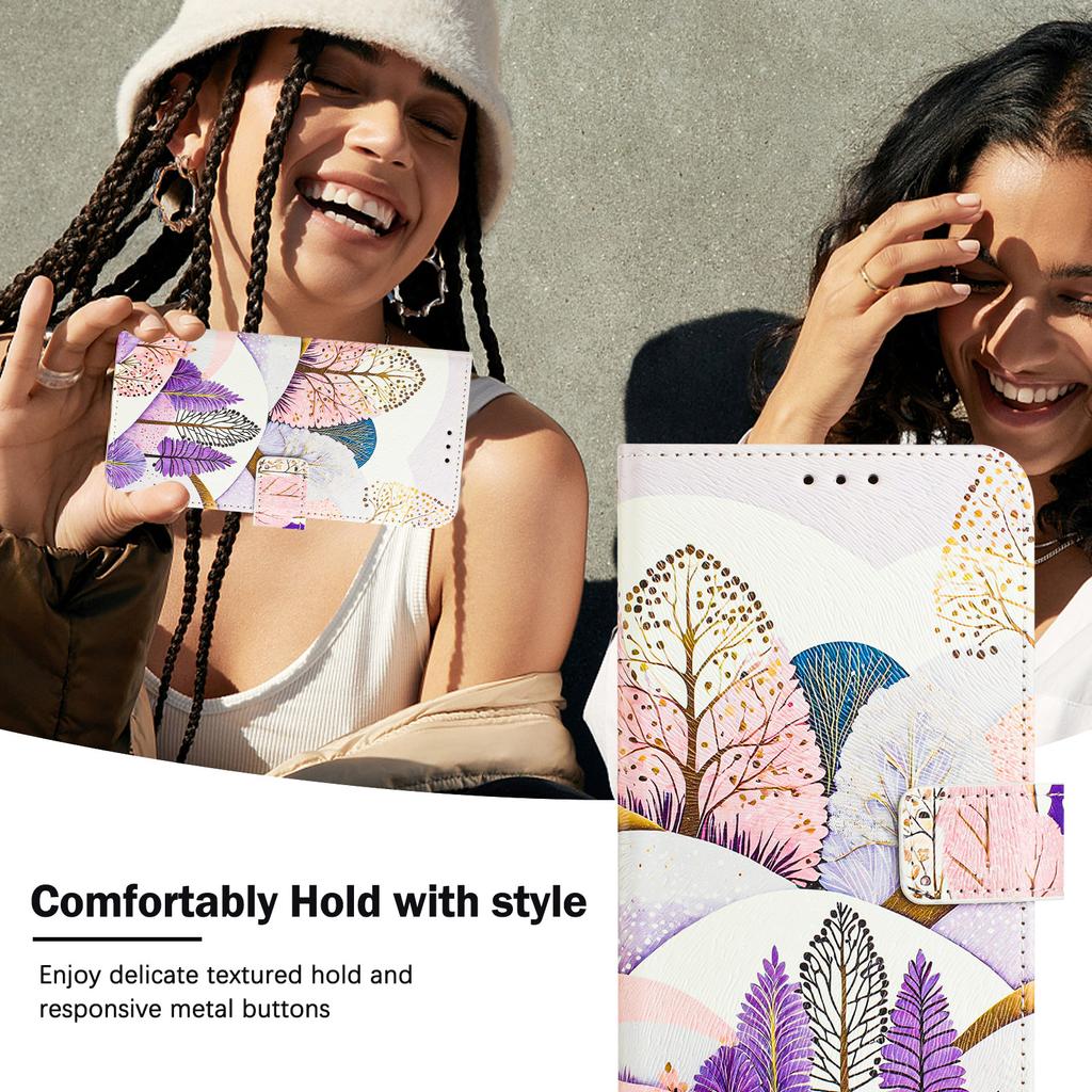 For iPhone 16 Plus Case Pattern Printing Wallet Phone Cover with Strap