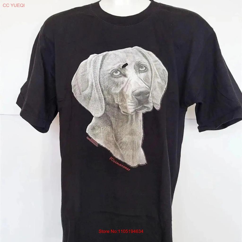 Weimaraner Dog Black T Shirt Size L Large Damaged Vintage Washed Graphic Stylish Slightly Breathable Fashion Designer Clothes