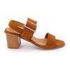 Сандалии из коньячной замши с пряжкой на щиколотке, каблук 6,5 см Женское