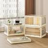 Foldable Storage Box Transparent Baffle Closet Organizer Large Capacity Portable Plastic Stackable Storage Cabinet with Lids