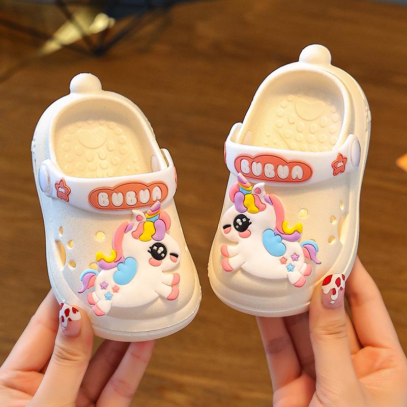 Детские кроксы своими руками с мультяшным дизайном для девочек, летние тапочки для малышей, мисок с защитой от столкновений, возраст 1-3 года