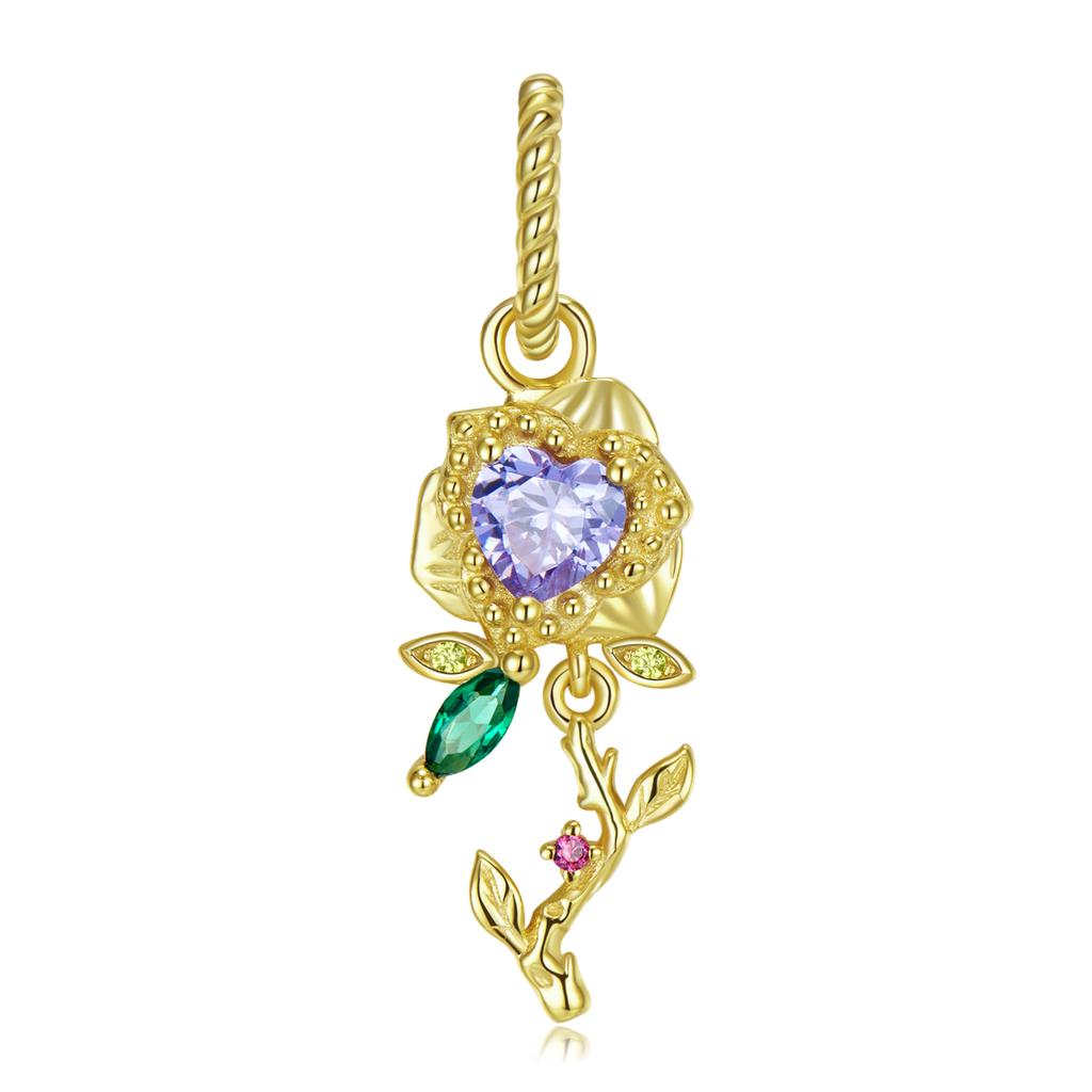 Elegant 12 Birth Flowers Charm Pendant Authentic 925 Sterling Silver Zirconia Beads for Women Fine Jewelry Charm Bracelets Christmas Flower Pendant