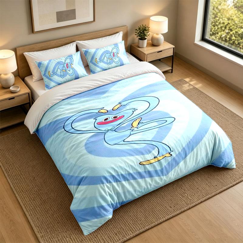 3Pcs Bedding SetHuggy Wuggy Soft Bed Sheet and Two Pillowcases Home Bedroom Decor