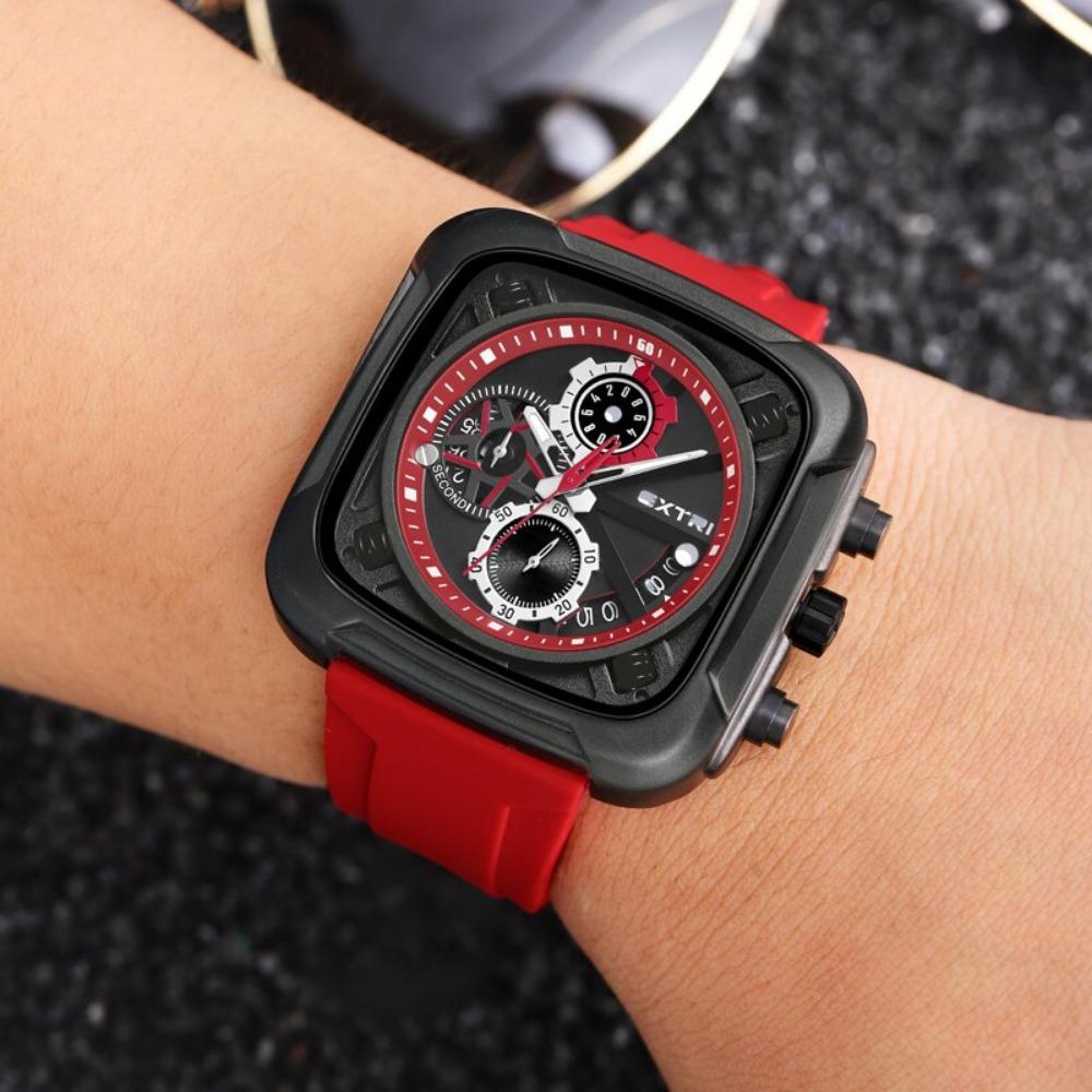 Роскошные модные мужские спортивные часы мужские квадратные силиконовые кварцевые наручные часы мужские деловые хронограф календарь водонепроницаемые часы
