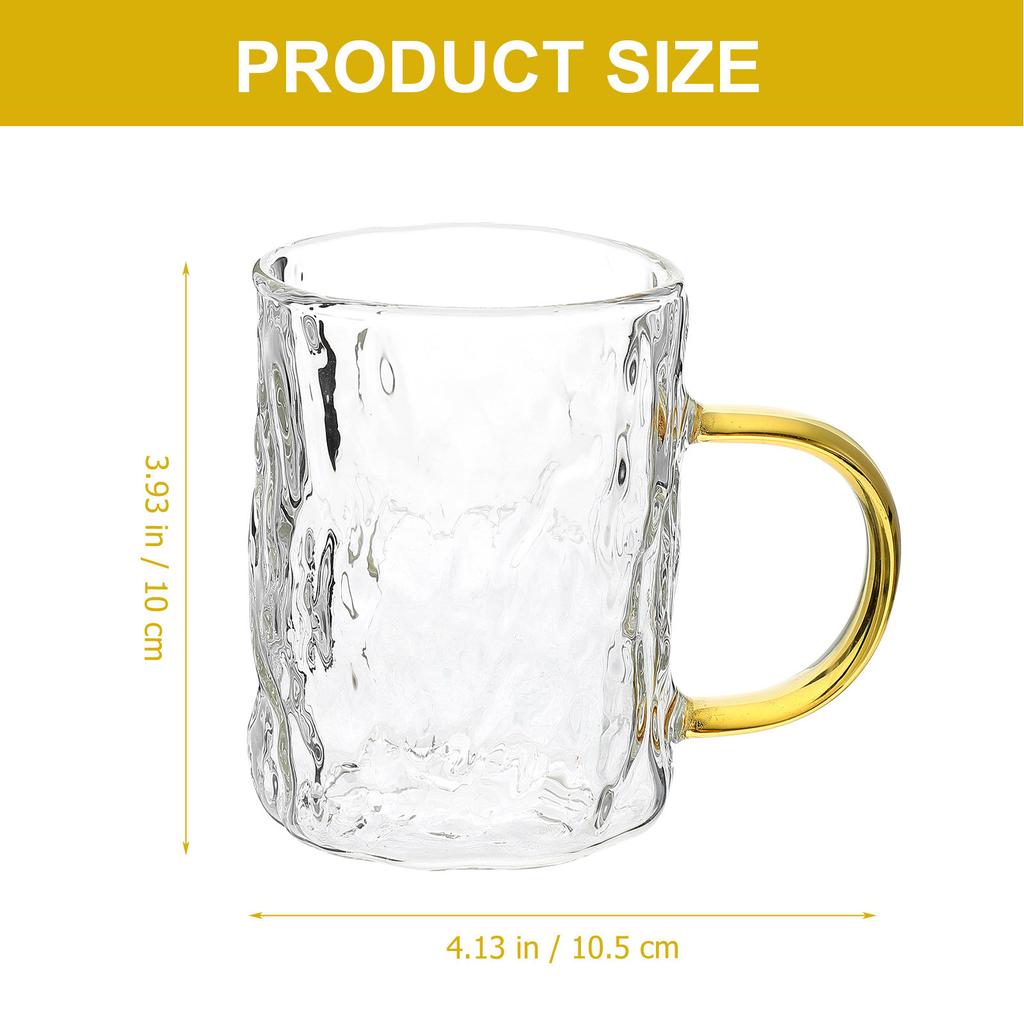 High Grade Safe Glass Water Mug with Non Slip Handle Multi Purpose Beverage Cup for Juice Coffee Camping Office Home