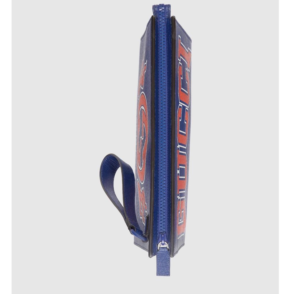 [Pre-Owned] Chinese New Year Collection Letter Print Zipper Leather Clutch - New #D22WF4