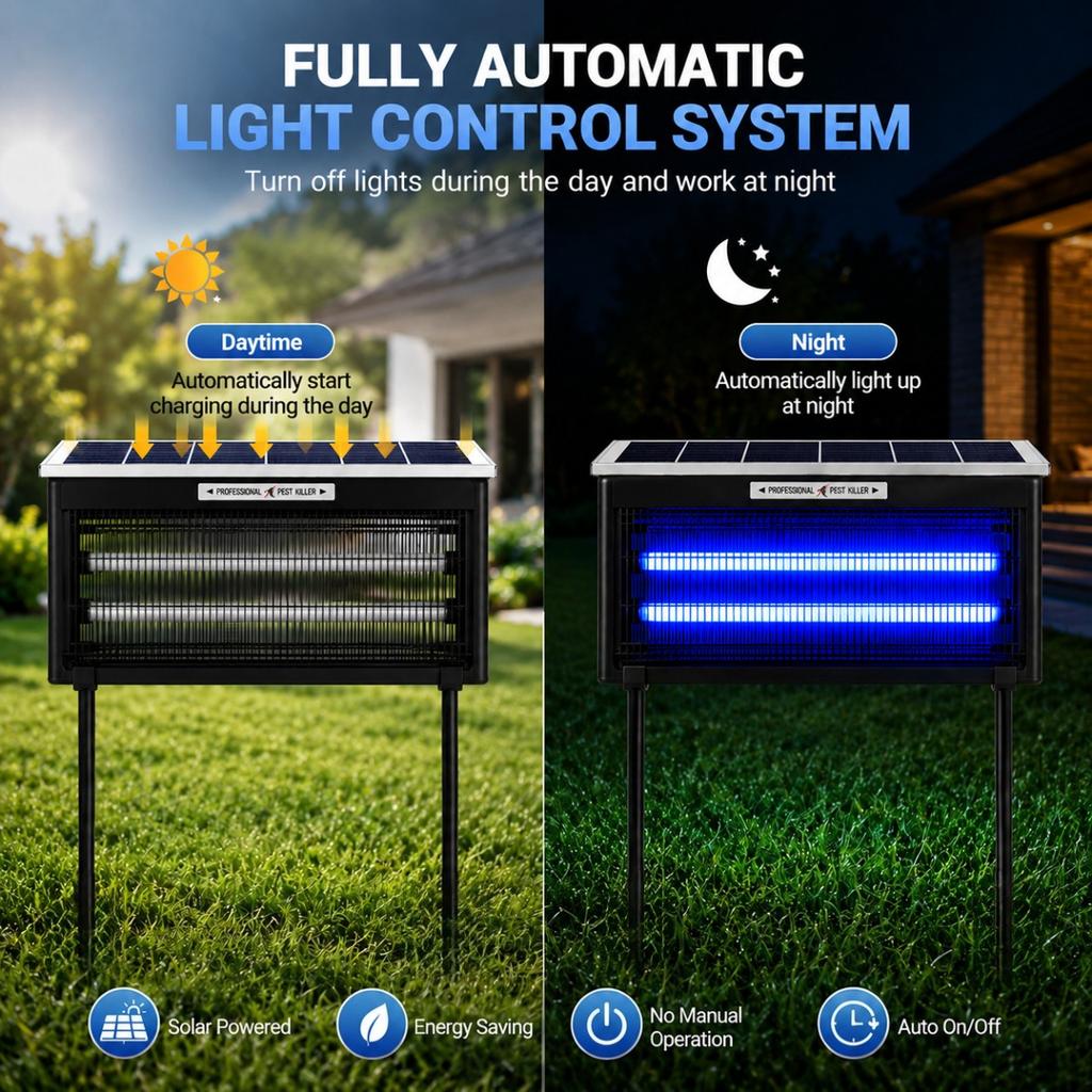Solar Mosquito Killer Lamp Rechargeable Fly Insect Trap Powerful Waterproof Solar Bug Zapper for Patio Garden Backyard Camping