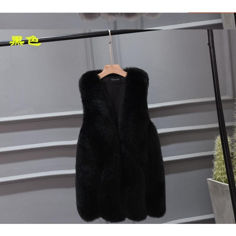 Меховой женский жилет из искусственного меха новый жилет из искусственного лисьего меха жилет из искусственного меха женская куртка средней длины