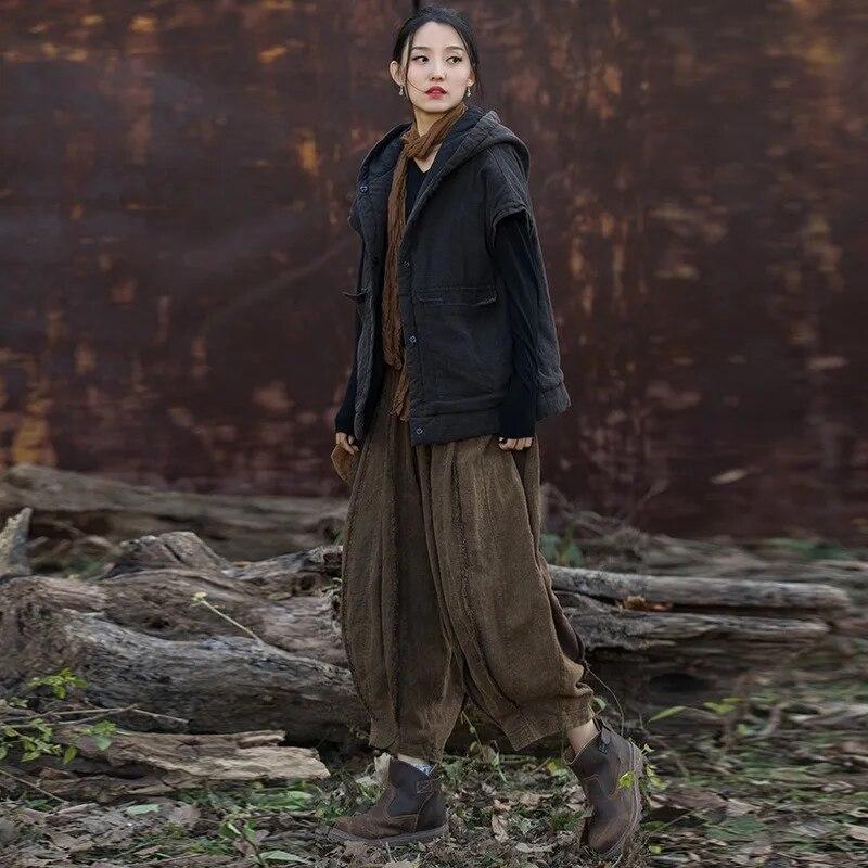 Johnature Женские винтажные жилеты с капюшоном, пальто, теплая одежда на пуговицах, лоскутная одежда с карманами, зимняя хлопковая жилетка