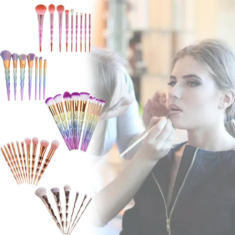Набор из 10 кистей для макияжа с 3D градиентом и синтетическим ворсом для профессионального использования