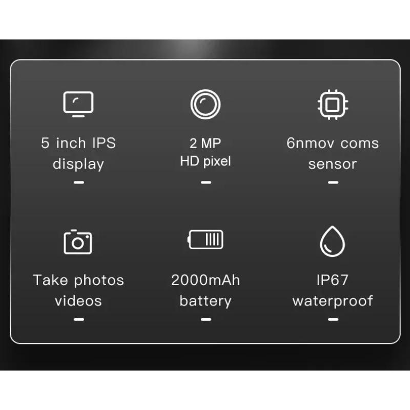 5,0-дюймовый IPS-экран, промышленная эндоскопическая камера, 8 мм HD1080P, камера для проверки канализационных труб автомобиля, бороскоп, 8 светодиодов, водонепроницаемая