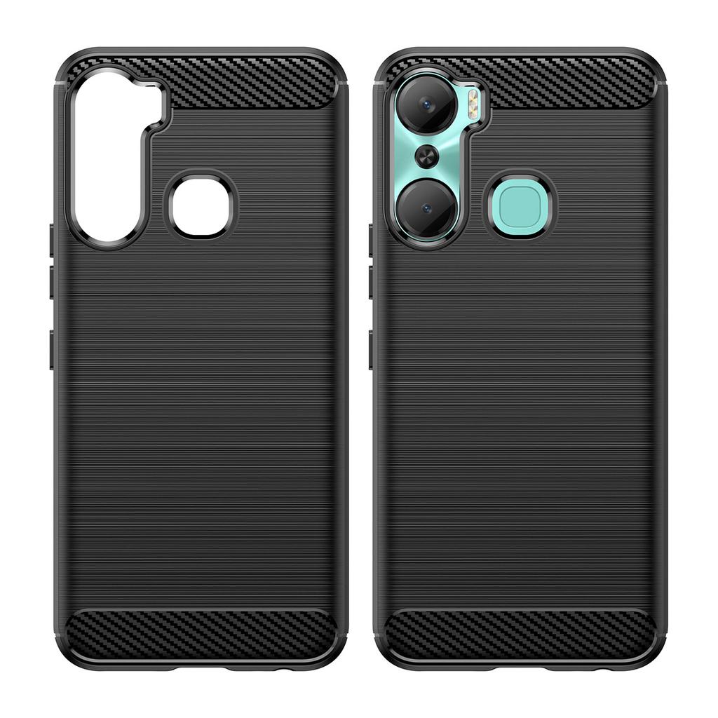 Infinix Hot 12 Pro Carbon Silicone Case - Flexible, Durable, Black Protective Cover