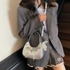 Sweet Handbag Women's New Niche Solid Color Crescent Bag Bow Messenger Bag