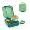 OmieBox Bento Lunch Box with Insulated Thermos for Kids, Meadow Green, B9099