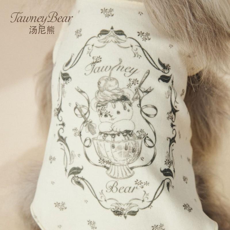 Pet Dog Vest Winter Floral Bear Print Casual Cotton Blend Schnauzer Bichon Teddy
