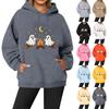Women's Casual Fashion Solid Color Rugby Print Long Sleeve Hooded Sweatshirt Top