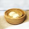 Корзина для хранения из ротанга, круглая сервировочная корзина-органайзер для гостиной, плетеная вручную фруктовая чаша, корзина для хлеба для кухонной стойки