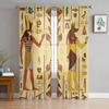Египетский Фараон Желтая Фреска Древний Тюль Прозрачные Шторы для Декора Гостиной Оконная Штора для Спальни Вуаль Органза Драпировки