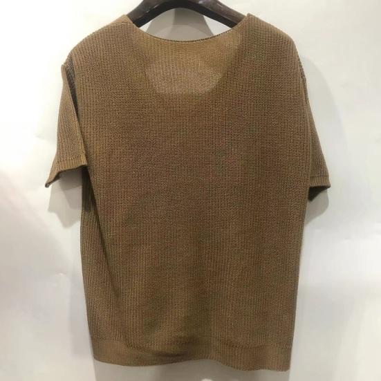 Летняя мужская футболка трикотажная с v-образным вырезом и половиной рукавов, однотонный свободный пуловер, эластичный повседневный спортивный топ средней длины, трикотаж