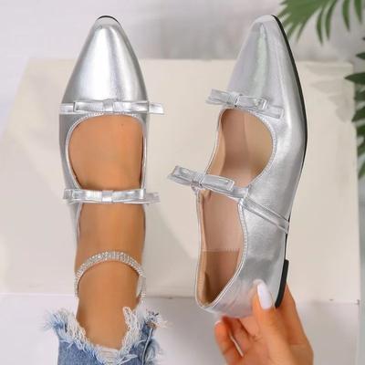 2024 Новые Туфли Мэри Джейн с бантом, Женские Туфли на плоской подошве из глянцевой кожи с квадратным носком, Красные танцевальные балетки для вечеринок, свадебные туфли