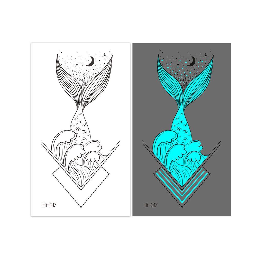 Star Feather Men Women Tattoo Sticker Blue Luminous Fake Tattoo Temporary Tattoos Body Art