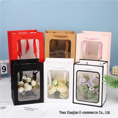 Прозрачный крафтовый бумажный подарочный пакет для цветов и подарков
