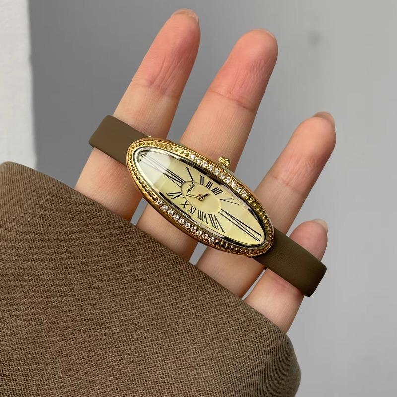 2026 Rugby Dial Design Retro Niche Exaggerated Quartz Oval Watch Women Art New Style Eco-Friendly Alloy Leather Band Elegant