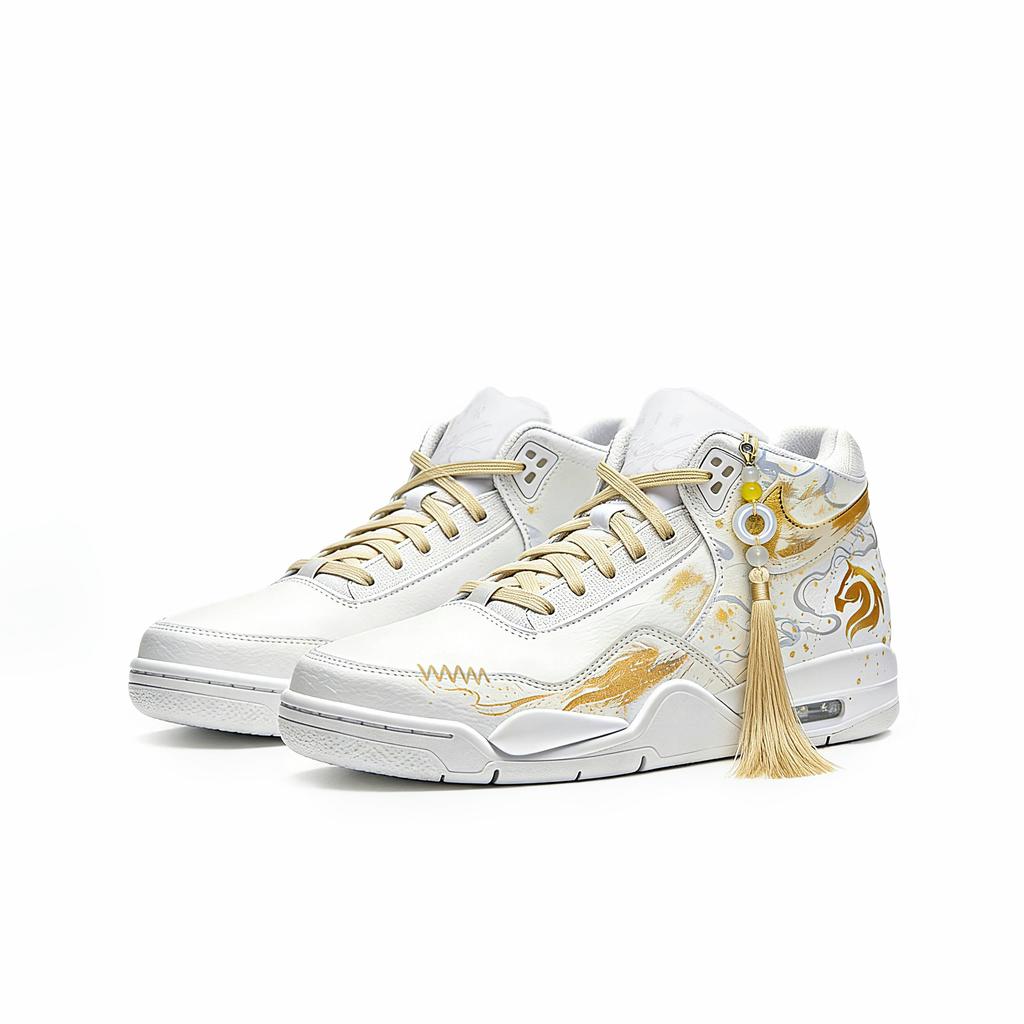Nike Flight Legacy Mid top Винтажные Баскетбольные Кроссовки Мужские Белый Золотой BQ4212-101(Команда861-2)
