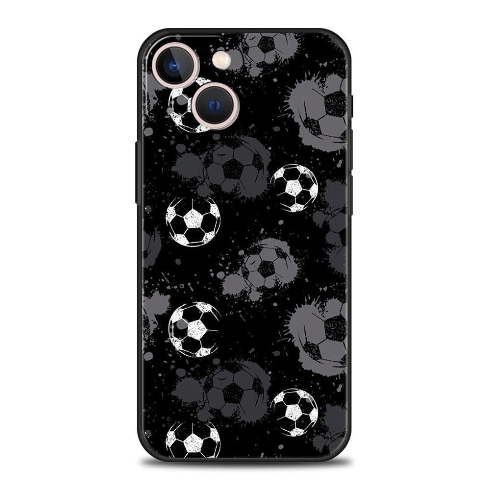 Чехол для iPhone 17 16e 15 14 13 12 11 Pro Max SE 7 8 Plus Чехол iPhone 16 Мягкая TPU Крышка Футбол Сердцебиение
