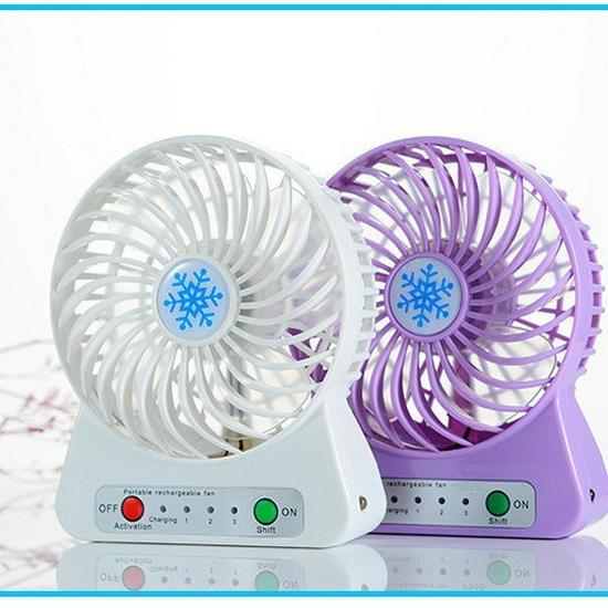 Rechargeable USB Snowflake Fan with Night Light - Portable Mini Handheld or Desktop Use