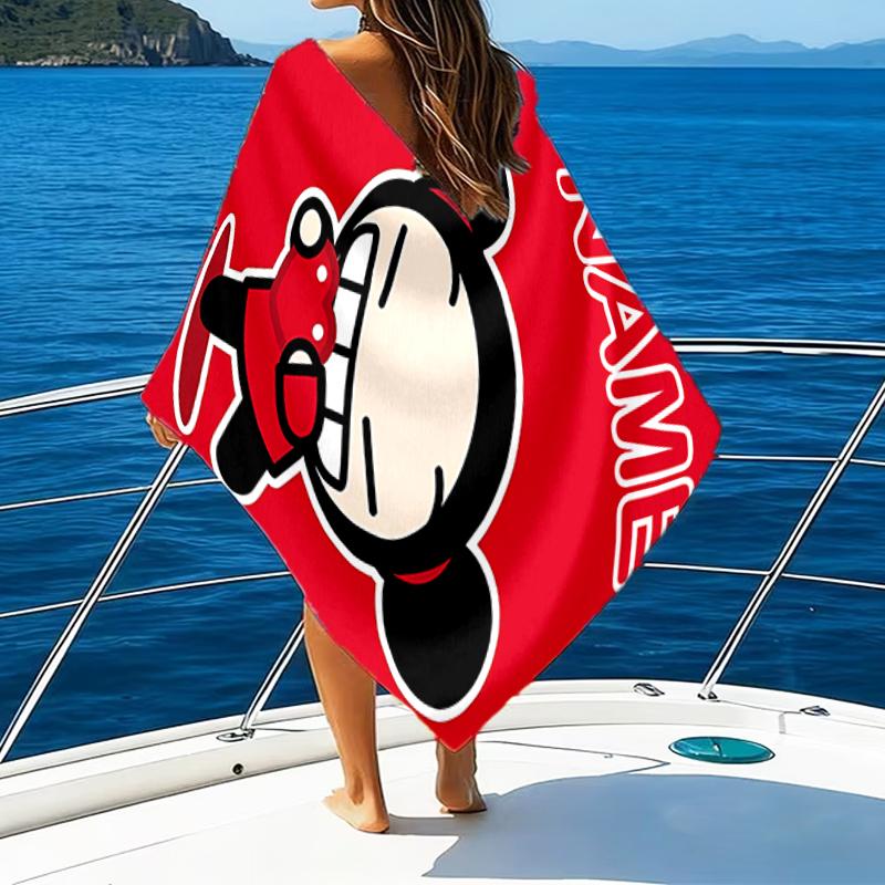 1pc PUCCA2 Beach Towel with Custom Name, Beach/Swimming/Bath/Picnic/Camping Towel, Suitable for Seaside Beaches