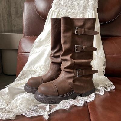 Ботинки Spice Girls Весна и Осень Новые Складные Ботинки с Напуском Ботинки Ботинки Брюки Ботинки Женские Ботинки Майяр